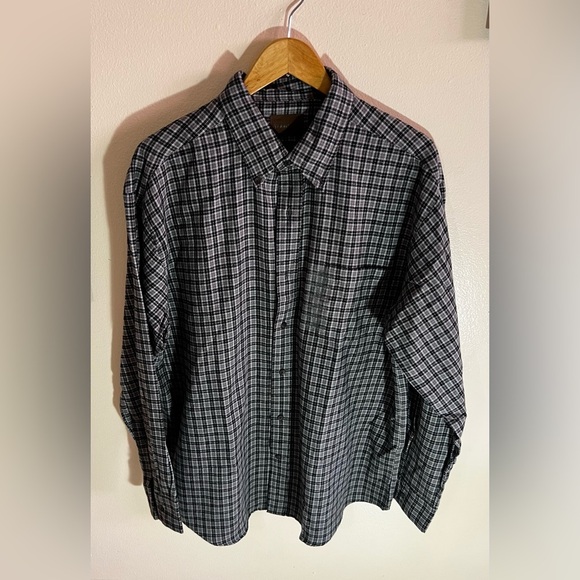 St John’s Bay Shirt ST. JOHN'S BAY mens dress shirt BLACK GREY Large Cotton - Picture 1 of 16